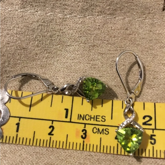 NWOT Madagascar Natural Peridot & White Topaz 925 Lever Back Earrings - Picture 5 of 14